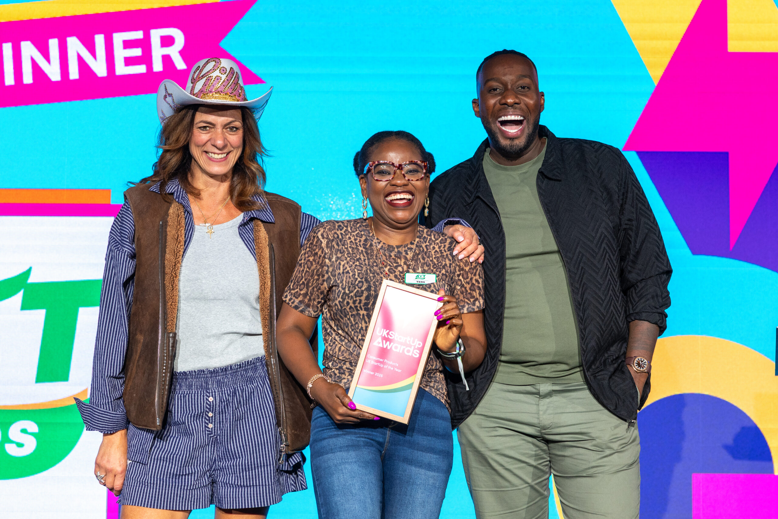 Temitope Ajayi-Salami, Founder of AYT Foods, proudly representing Fife and the Afro-Caribbean community after winning the UK StartUp Awards National Consumer Products Start-Up of the Year 2025.
